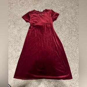 Y2K Maroon Maxi Velvet Whimsigoth Short Sleeve Dress